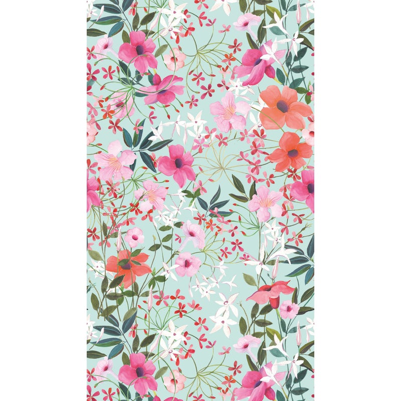 Tapeta kwiaty w wielu kolorach,turkusowym,zielonym,różowymIpomarańczowym - 159 x 280 cm - LIVINGWALLS