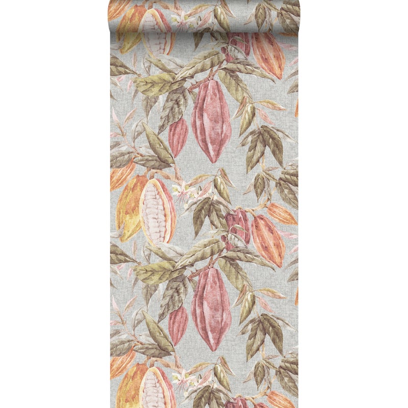 Tapeta owoc szaro zielonym,szarymIterakota - 53 cm x 10 m - SANDERS & SANDERS