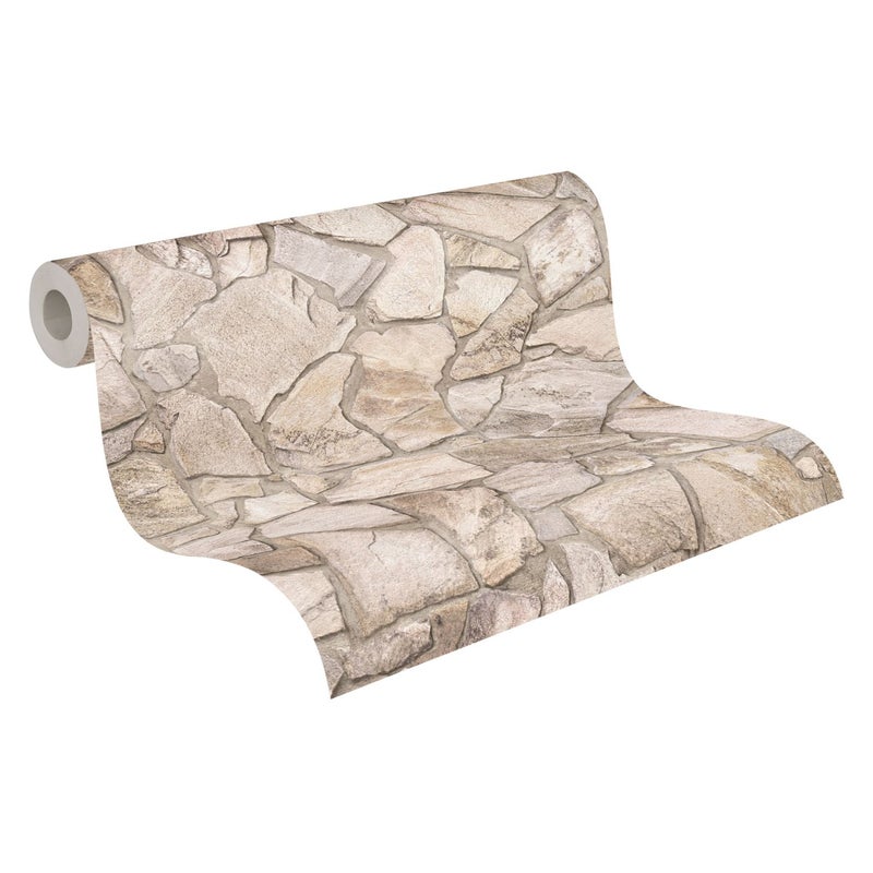 Tapeta kamień beżowym,brązowymIkremowym - 53 cm x 10.05 m - A.S. CRÉATION