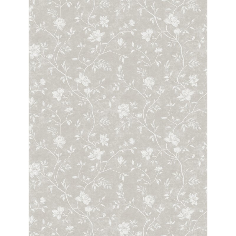 Tapeta kwiaty beżowymIbiałym - 53 cm x 10 m - SANDERS & SANDERS