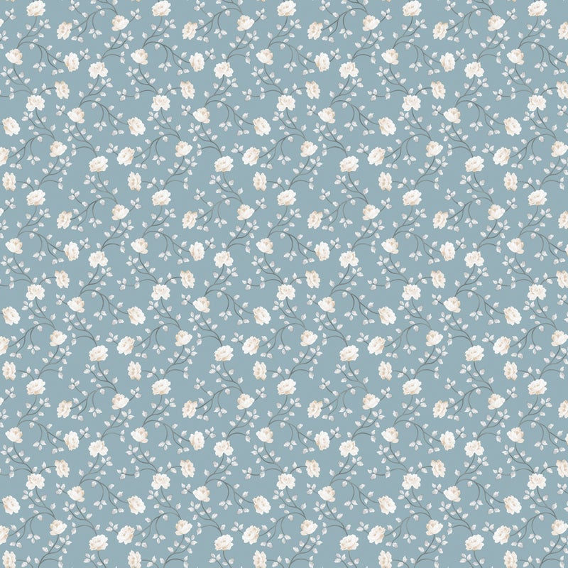 Tapeta kwiaty szaro-niebieskimIbiałym - 53 cm x 10 m - SANDERS & SANDERS