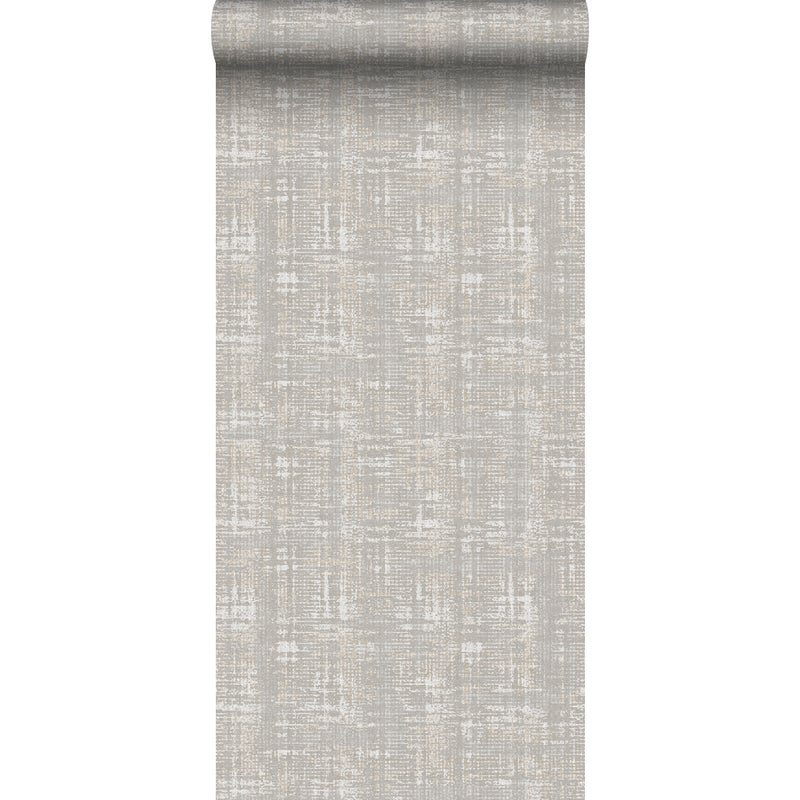 Tapeta lniana tekstura szarym - 53 cm x 10 m - SANDERS & SANDERS