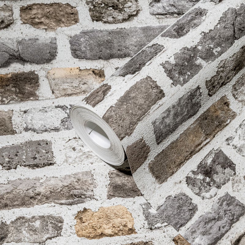 Tapeta kamień szarym,brązowymIbiałym - 53 cm x 10.05 m - A.S. CRÉATION