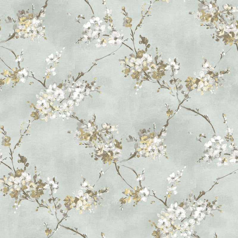 Tapeta kwiaty szaro zielonym - 53 cm x 10 m - SANDERS & SANDERS