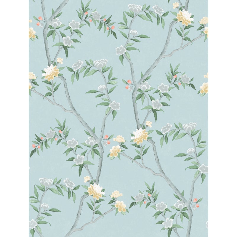 Tapeta kwiaty jasnoniebieskim - 53 cm x 10 m - SANDERS & SANDERS