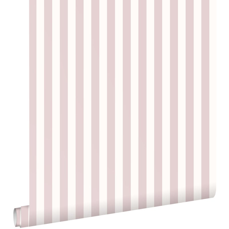 Tapeta paski jasnego fioletuIbiałym - 53 cm x 10.05 m - ESTAHOME