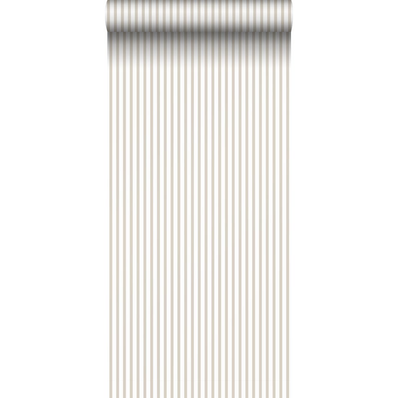 Tapeta paski beżowymIbiałym - 53 cm x 10 m - SANDERS & SANDERS