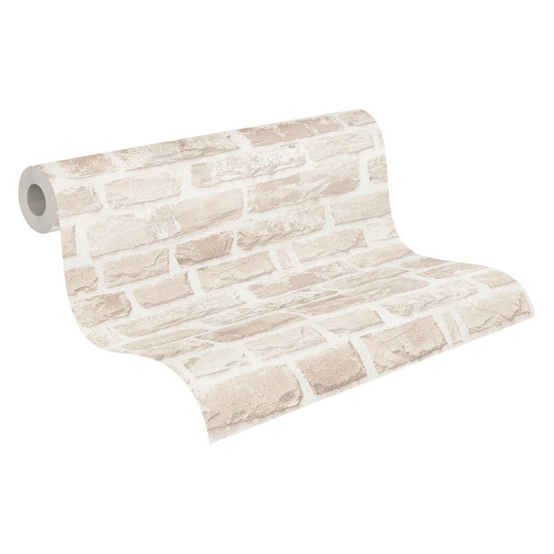 Tapeta kamień beżowymIbiałym - 53 cm x 10.05 m - A.S. CRÉATION