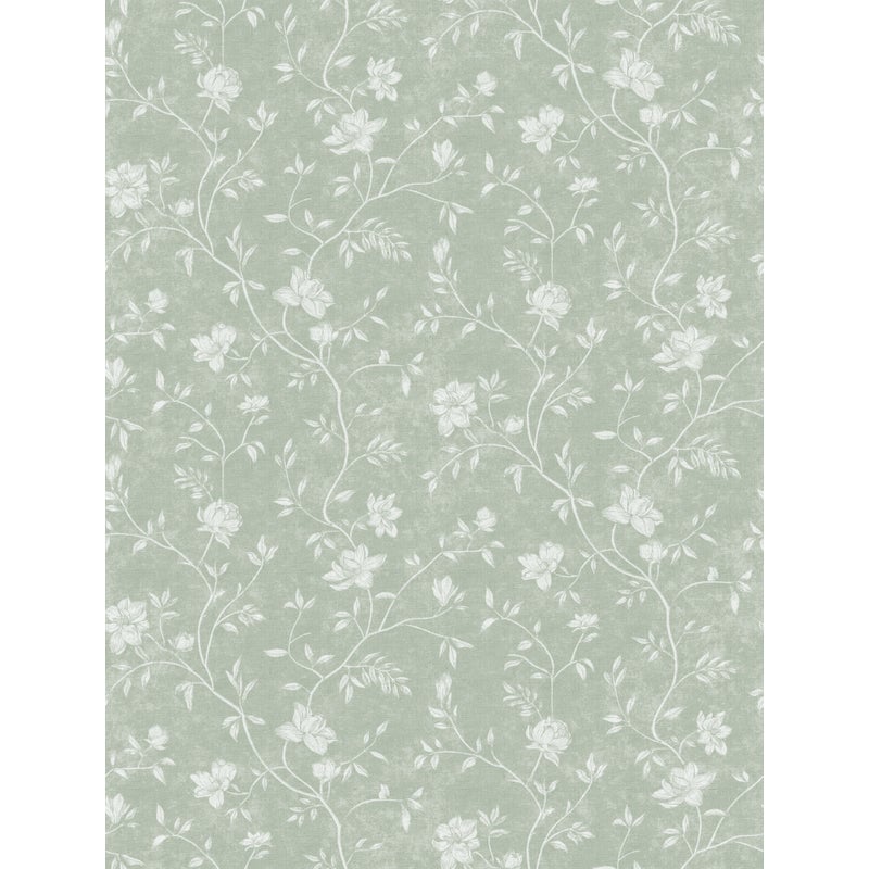 Tapeta kwiaty jasnoszarym zielonymIbiałym - 53 cm x 10 m - SANDERS & SANDERS
