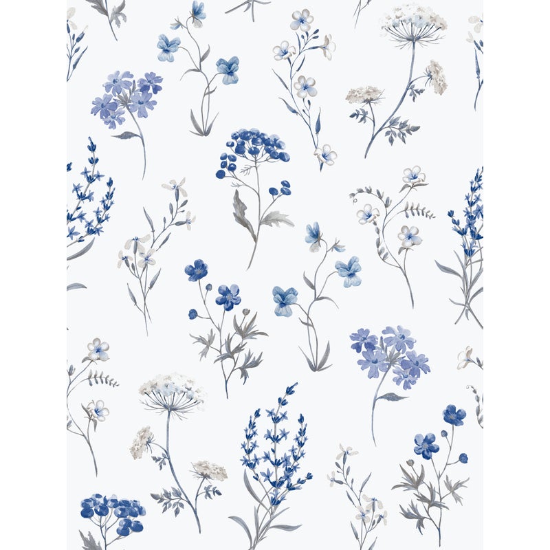 Tapeta kwiaty białymIniebieskim - 53 cm x 10 m - SANDERS & SANDERS