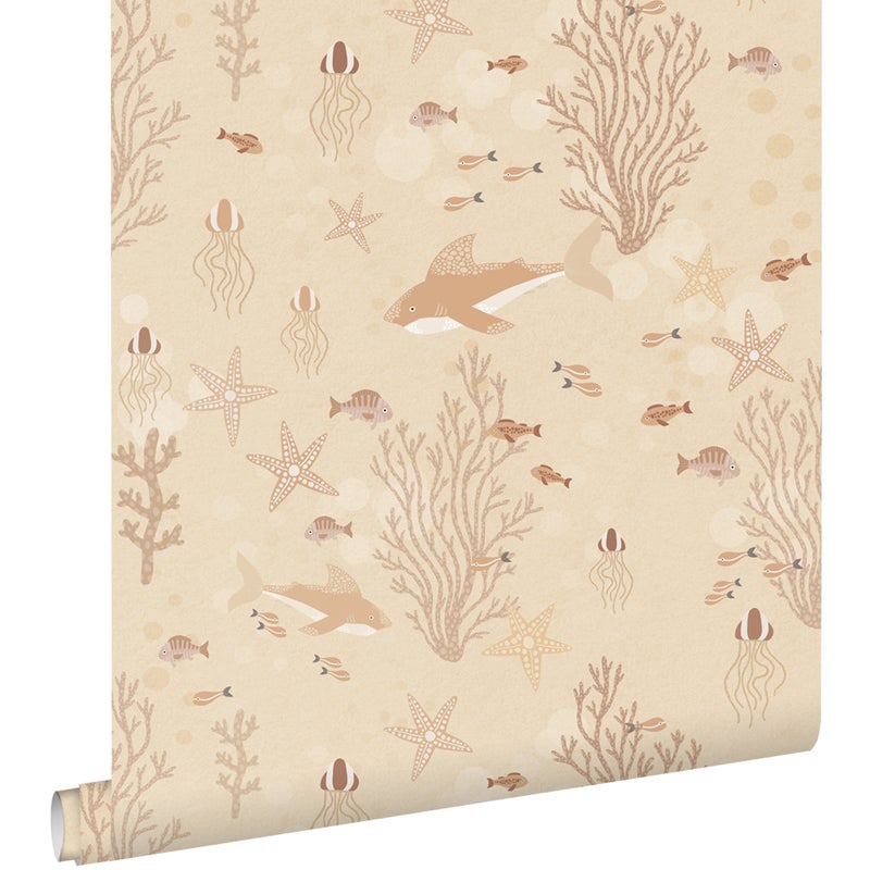Tapeta podwodny świat ciepły beż - 50 x 900 cm - ESTAHOME