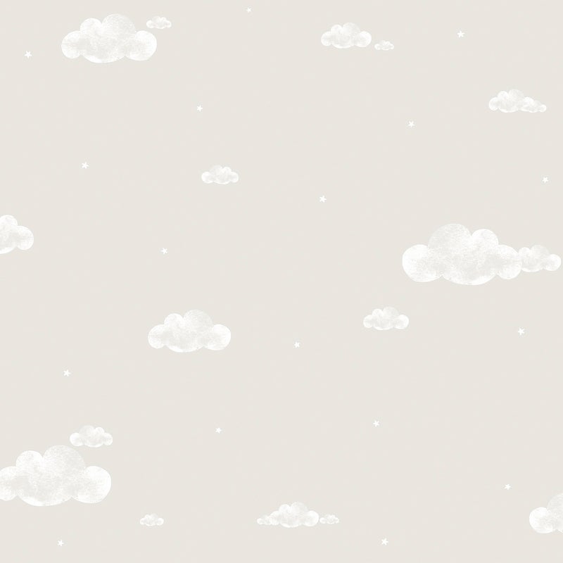 Tapeta chmury beżowymIbiałym - 53 cm x 10 m - SANDERS & SANDERS