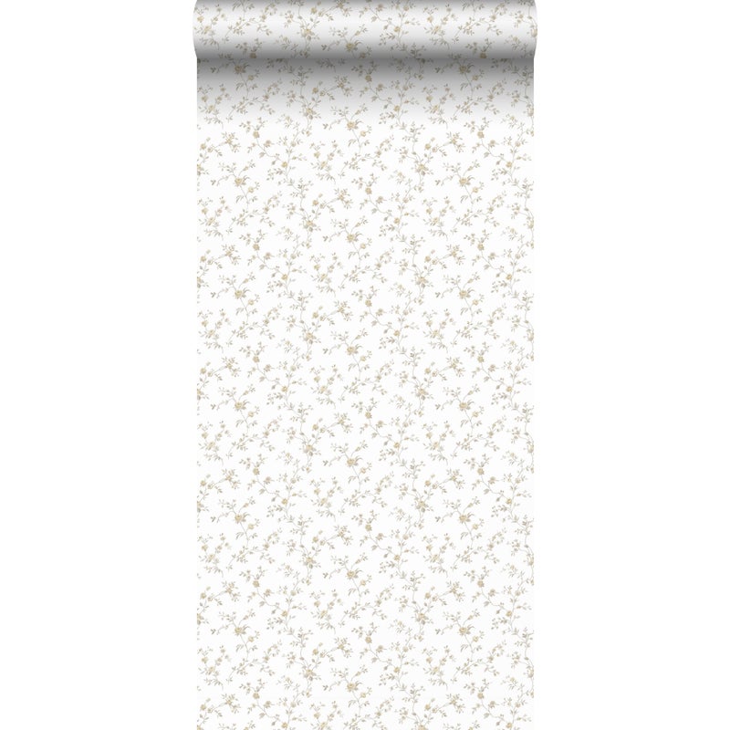 Tapeta kwiaty ochry żółtejIbiałym - 53 cm x 10 m - SANDERS & SANDERS
