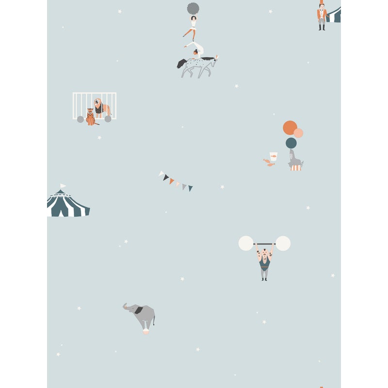 Tapeta figury cyrkowe szaro-niebieskim - 53 cm x 10 m - SANDERS & SANDERS