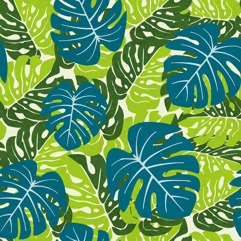 Tapeta liście palmowe zielonym - 53 cm x 10 m - WALLS4YOU