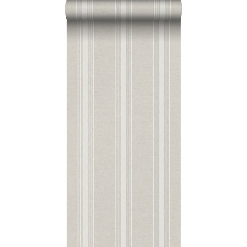 Tapeta paski beżowymIbiałym - 53 cm x 10 m - SANDERS & SANDERS