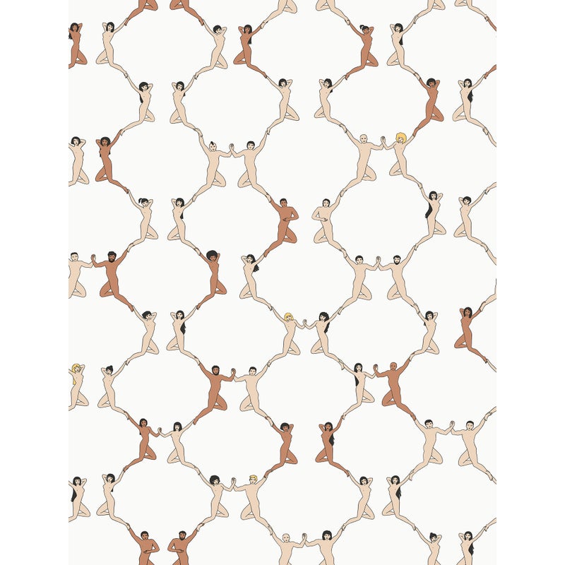 Tapeta ludzkie sylwetki brązowymIbiałym - 53 cm x 10 m - WALLS4YOU
