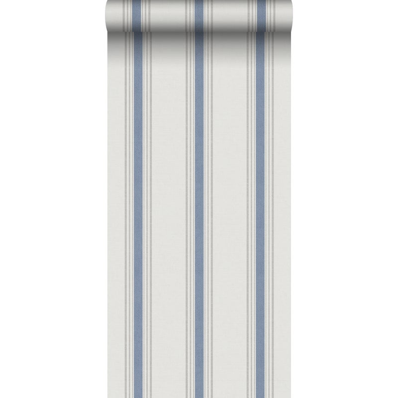 Tapeta paski ciemnoniebieskimIbeżowym - 53 cm x 10 m - SANDERS & SANDERS