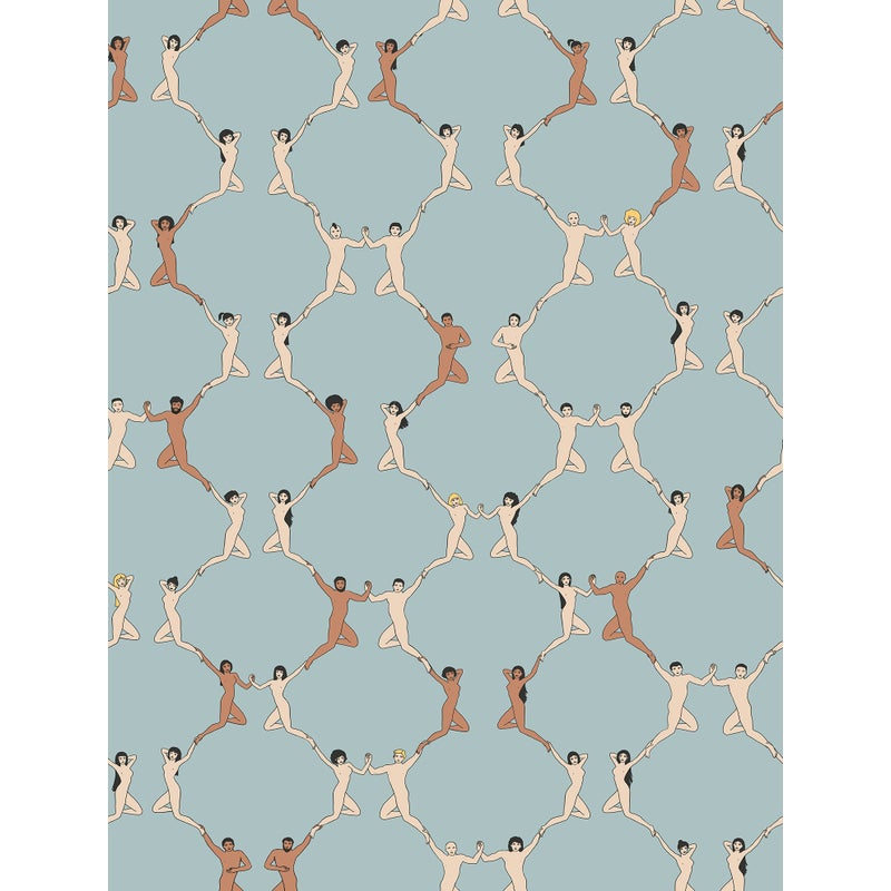 Tapeta ludzkie sylwetki szaro-niebieskimIbrązowym - 53 cm x 10 m - WALLS4YOU