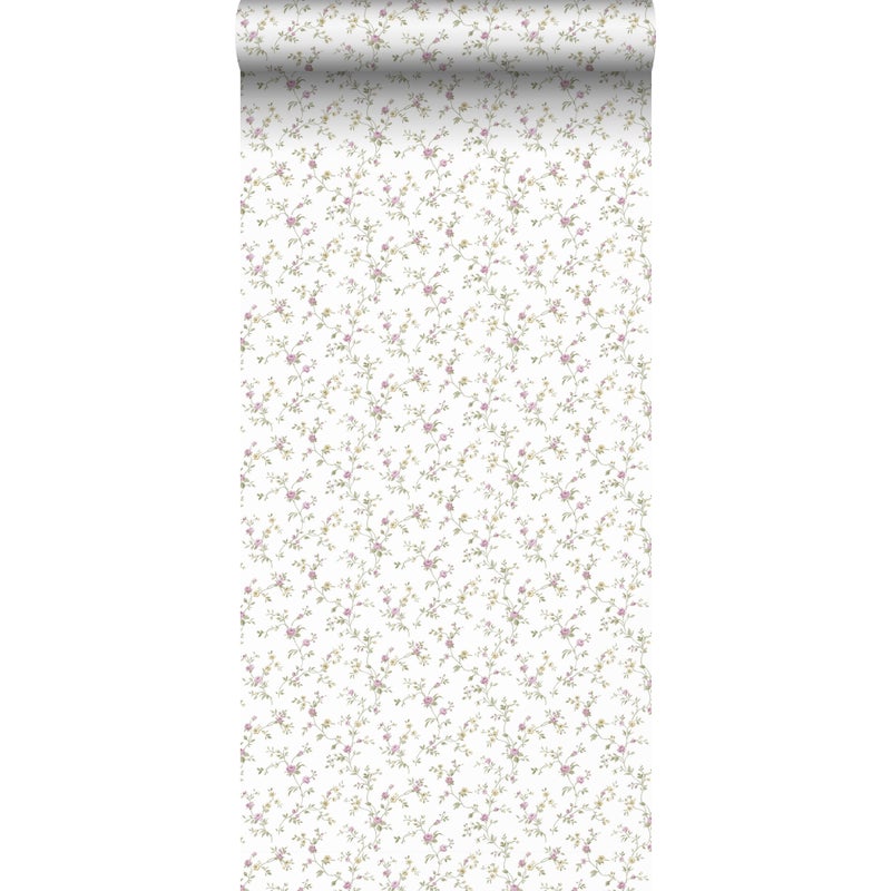 Tapeta kwiaty zielonym,fioletowymIbiałym - 53 cm x 10 m - SANDERS & SANDERS