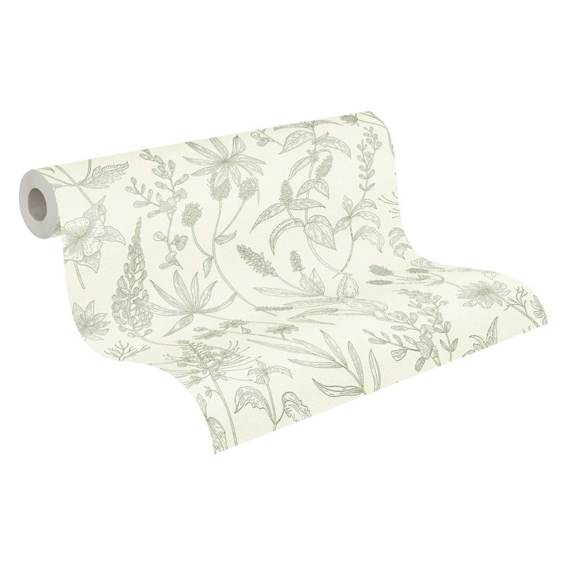 Tapeta rośliny zielonymIbiałym - 53 cm x 10.05 m - A.S. CRÉATION