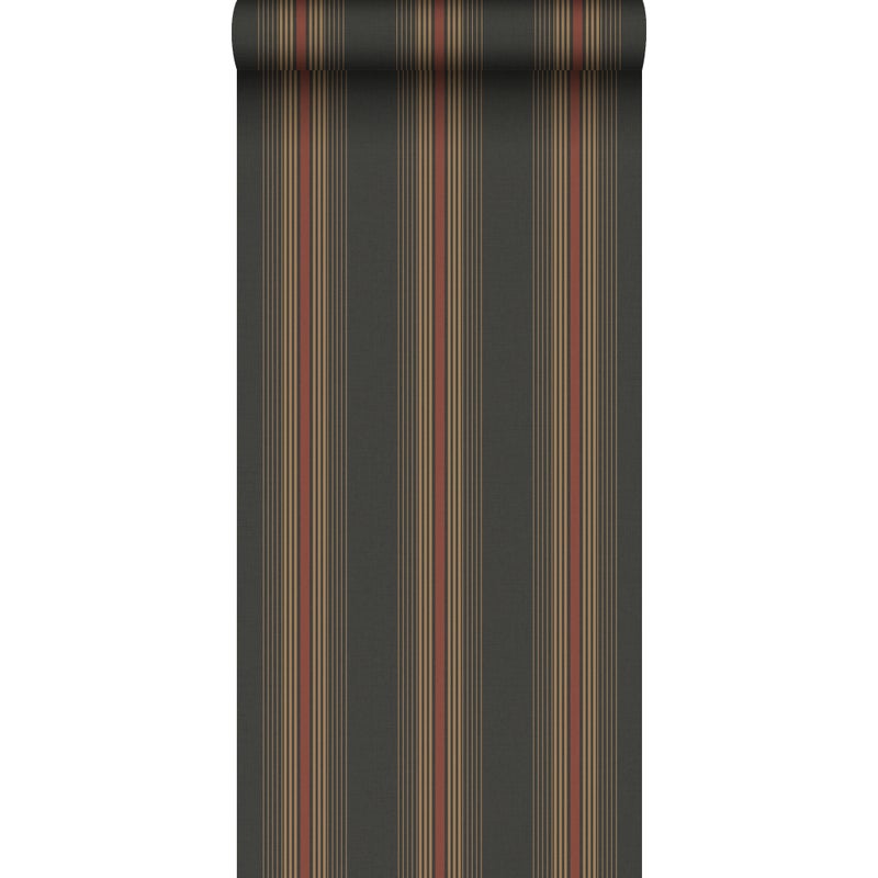 Tapeta paski szaro-oliwkowym - 53 cm x 10 m - SANDERS & SANDERS