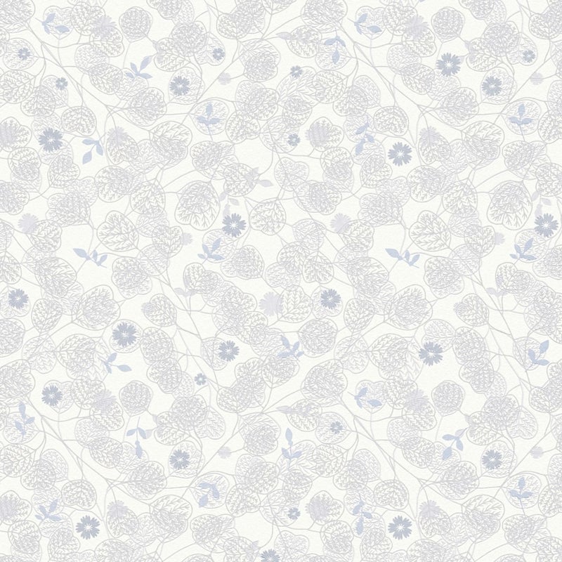 Tapeta kwiaty białym,szarymIniebieskim - 53 cm x 10.05 m - LIVINGWALLS