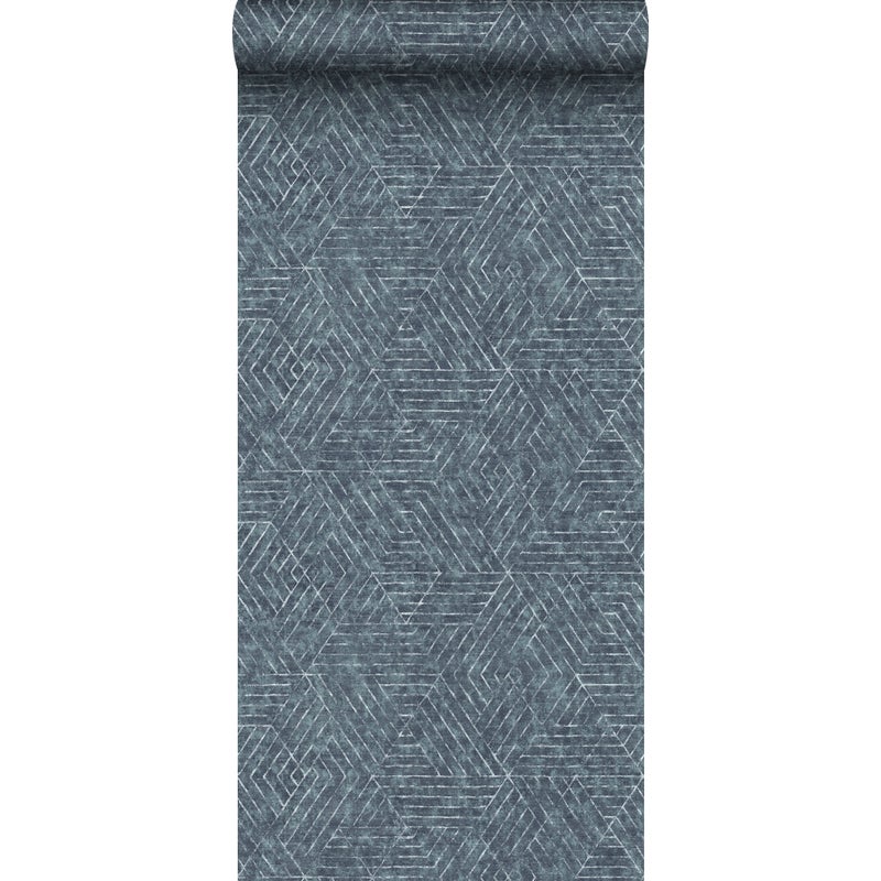 Tapeta linie graficzne szaro-niebieskim - 53 cm x 10 m - SANDERS & SANDERS