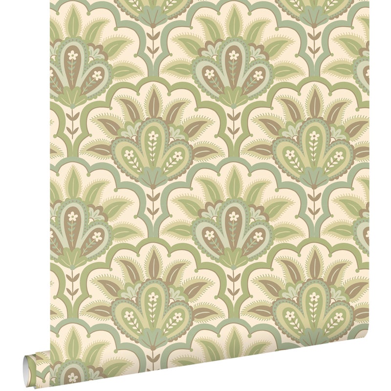 Tapeta orientalny barokowy motyw zielonym - 50 x 900 cm - ESTAHOME