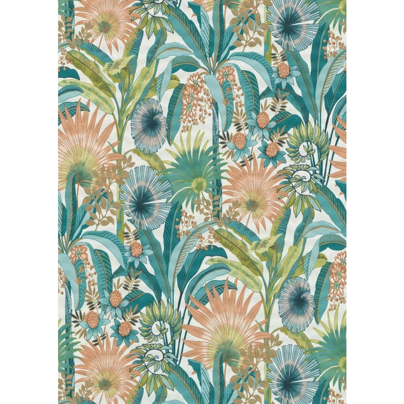 Tapeta tropikalne liście turkusowymIzielonym - 53 cm x 10.05 m - ERISMANN