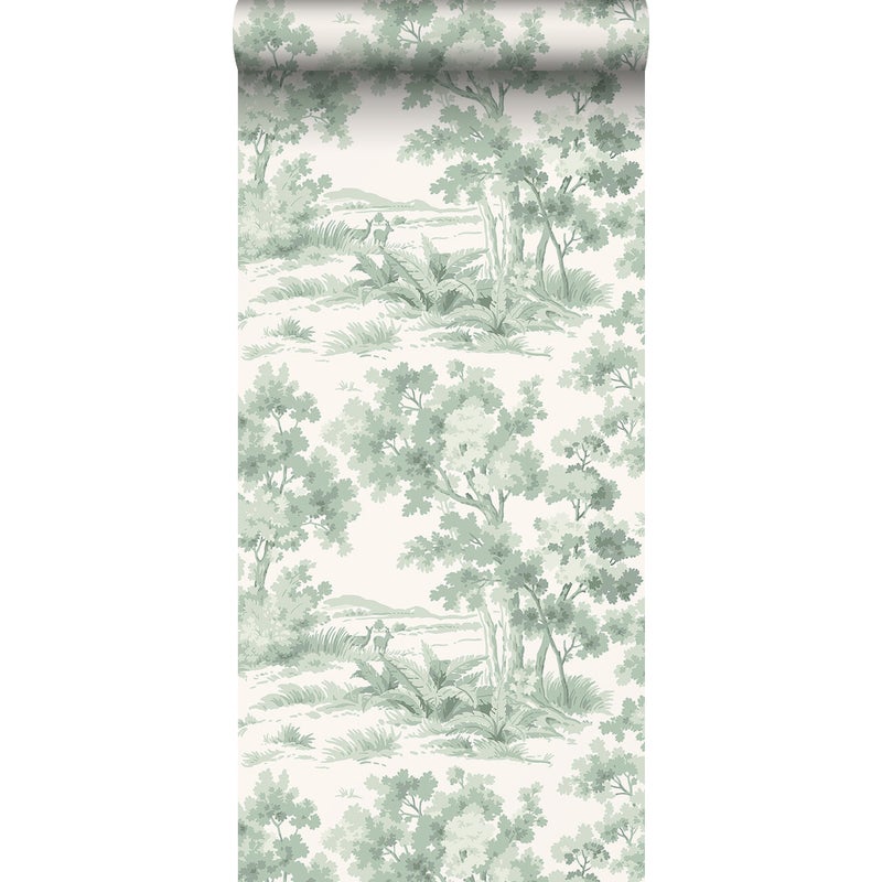 Tapeta zalesiony krajobraz zielonym - 53 cm x 10.05 m - BORASTAPETER