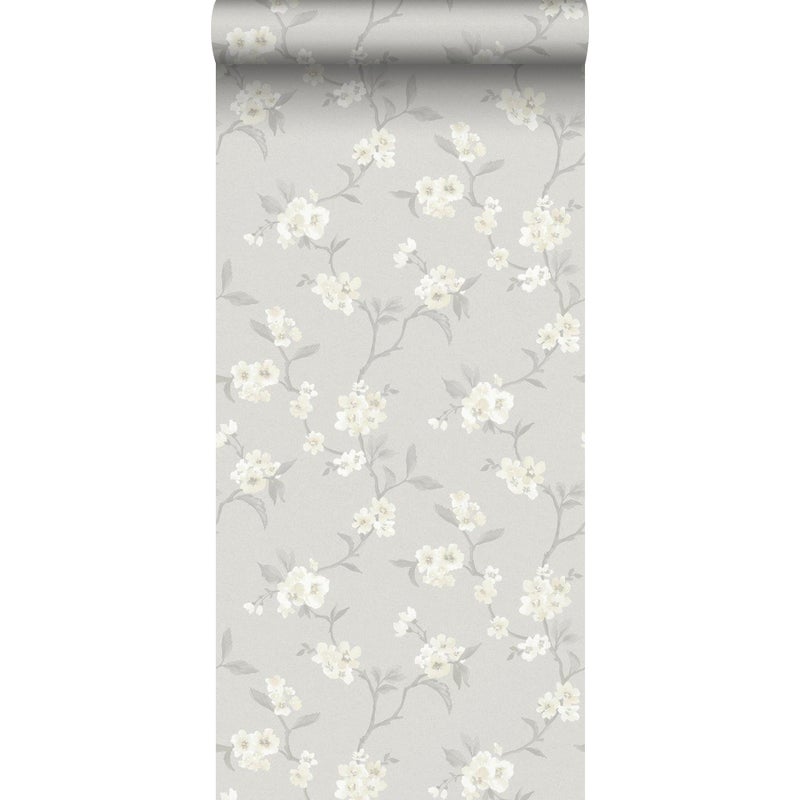 Tapeta kwiaty szarym - 53 cm x 11.2 m - BORASTAPETER