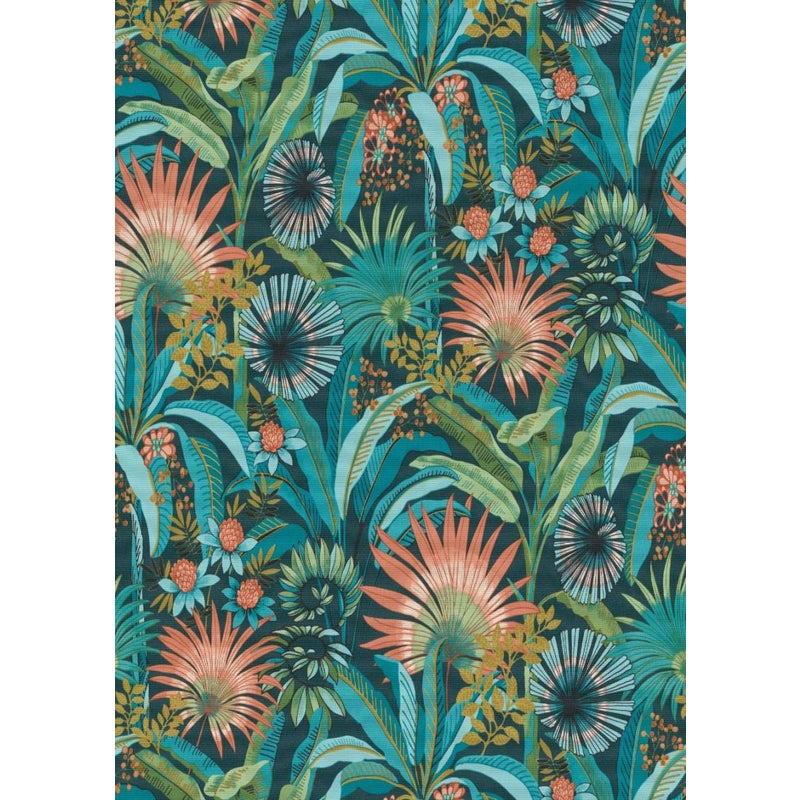 Tapeta tropikalne liście turkusowym - 53 cm x 10.05 m - ERISMANN