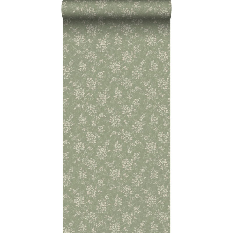 Tapeta zabytkowe kwiaty zielonym - 53 cm x 10.05 m - BORASTAPETER
