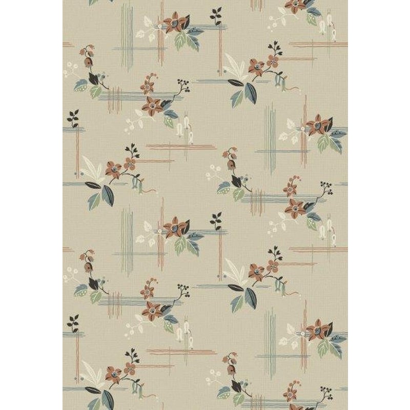 Tapeta zabytkowe kwiaty beżowym,terakotaIzielonym - 53 cm x 10.05 m - BORASTAPETER