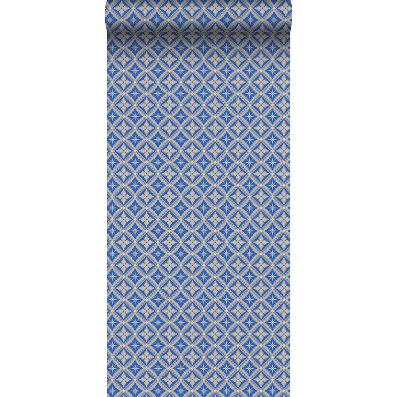 Tapeta motyw płytek niebieskimIbeżowym - 53 cm x 10.05 m - BORASTAPETER