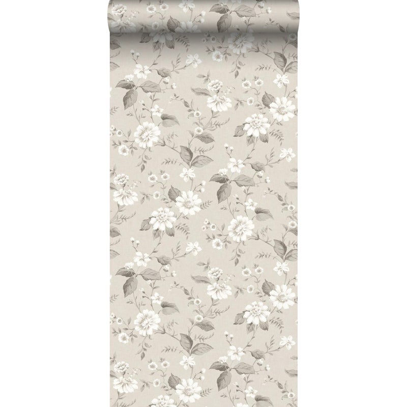 Tapeta kwiaty beżowym - 53 cm x 10.05 m - BORASTAPETER