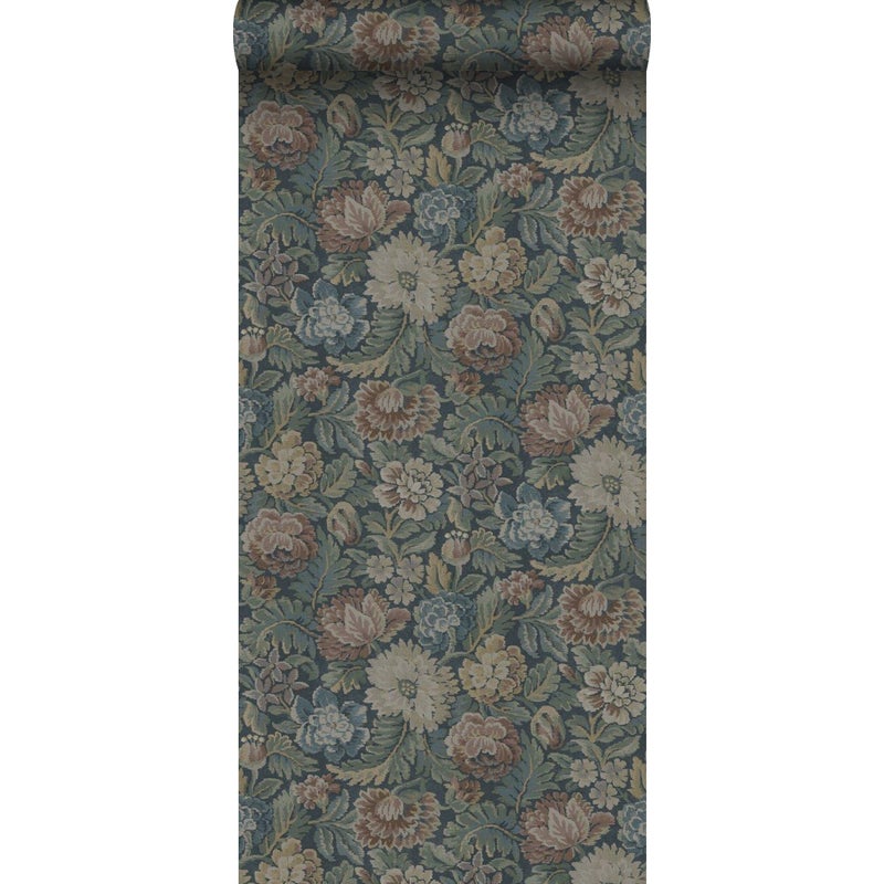 Tapeta zabytkowe kwiaty zielonym - 53 cm x 10.05 m - BORASTAPETER