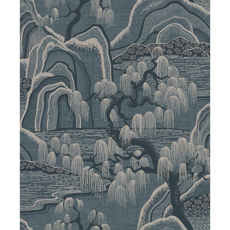 Tapeta zalesiony krajobraz szaro-niebieskim - 53 cm x 10.05 m - BORASTAPETER