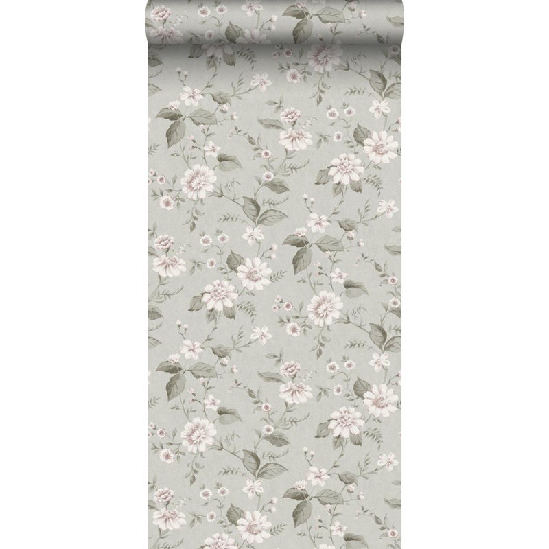 Tapeta kwiaty zielonym - 53 cm x 10.05 m - BORASTAPETER