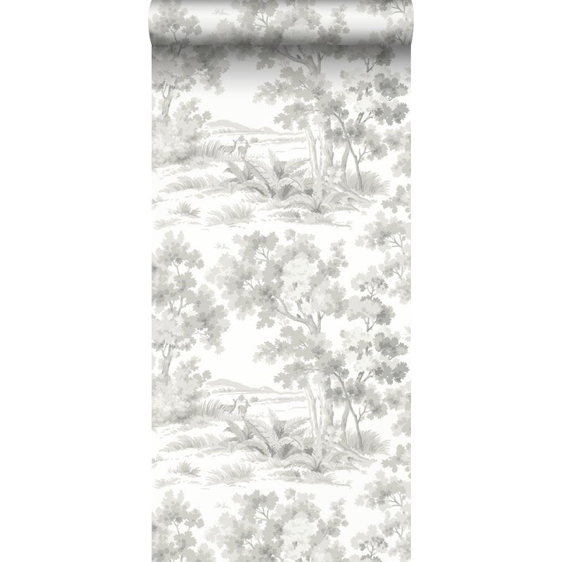 Tapeta zalesiony krajobraz szarym - 53 cm x 10.05 m - BORASTAPETER