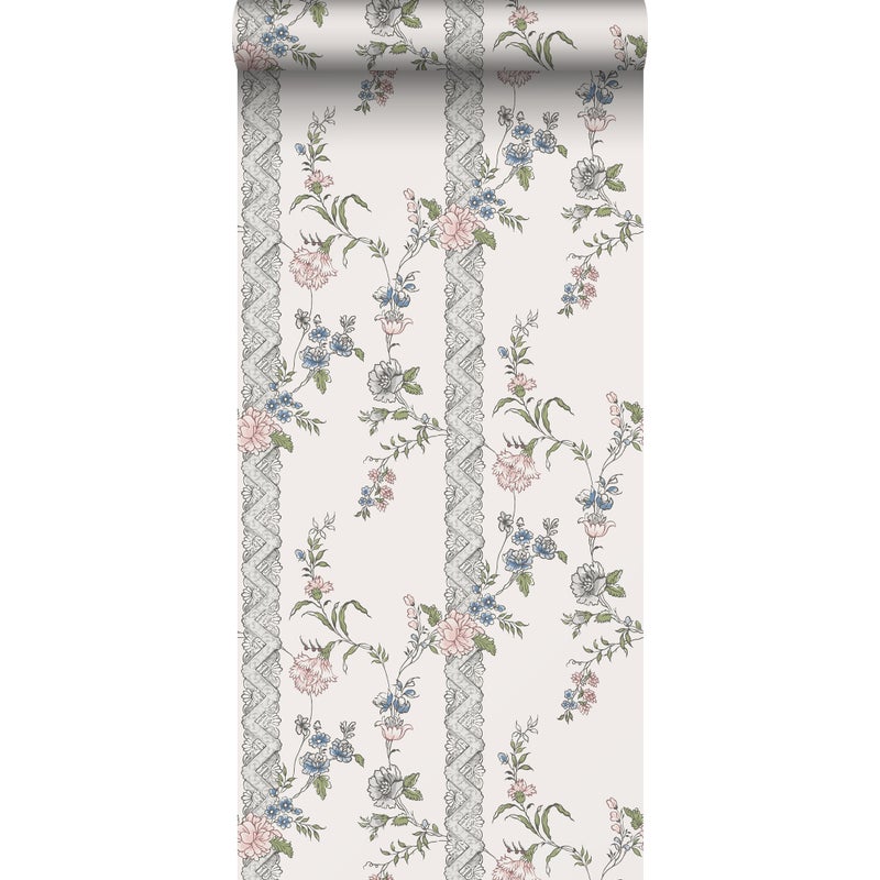 Tapeta kwiaty beżowymIw wielu kolorach - 53 cm x 10.05 m - BORASTAPETER