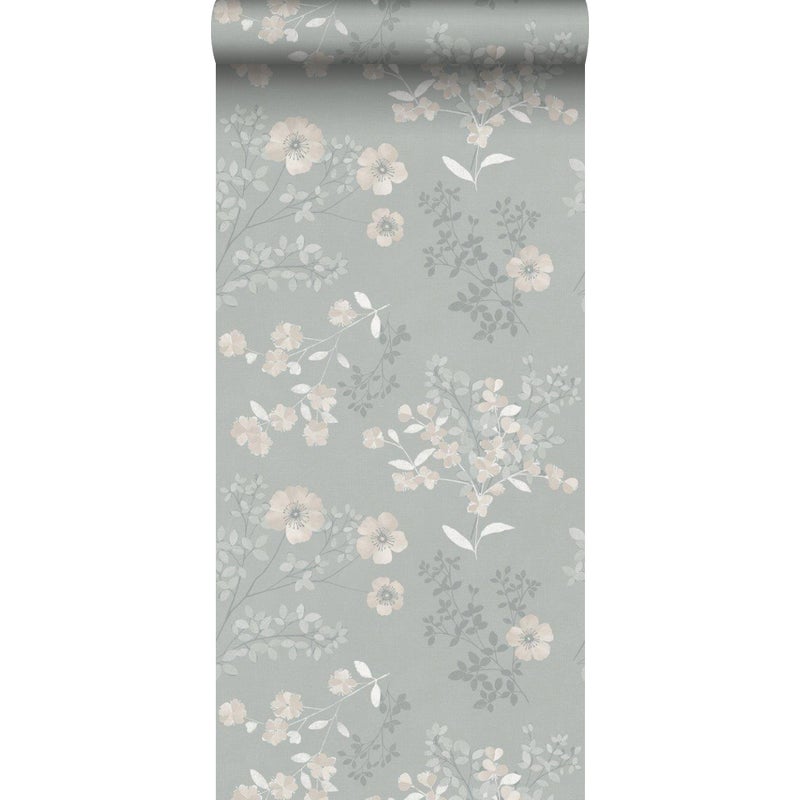Tapeta kwiaty szarym - 53 cm x 10.05 m - BORASTAPETER