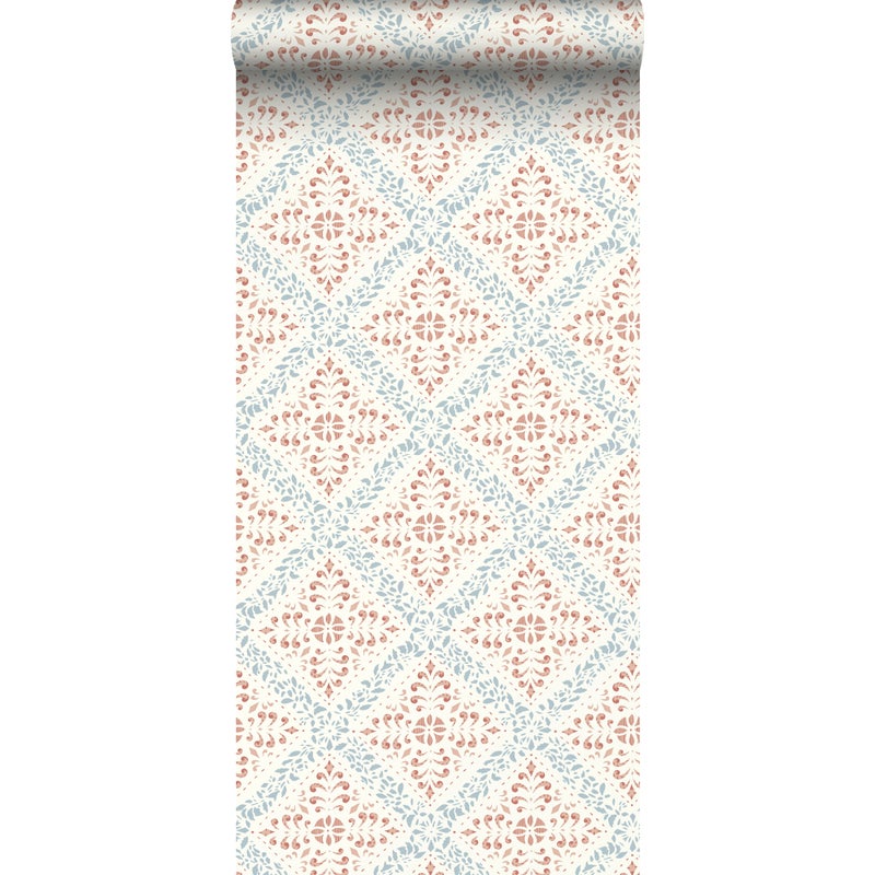 Tapeta motyw płytek terakotaIniebieskim - 53 cm x 10.05 m - BORASTAPETER