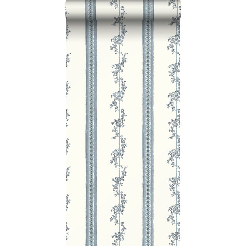 Tapeta kwiaty beżowymIniebieskim - 53 cm x 10.05 m - BORASTAPETER