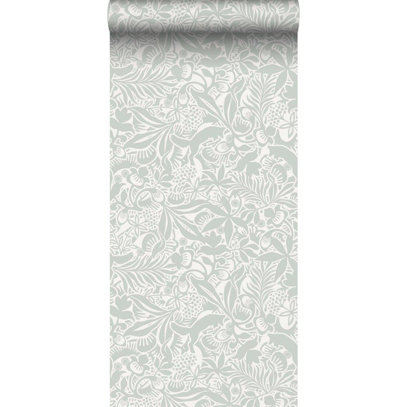 Tapeta kwiaty w stylu Matissa zielonym - 53 cm x 10.05 m - BORASTAPETER