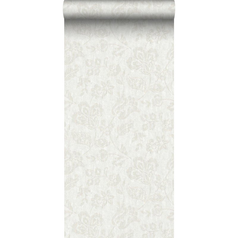 Tapeta kwiaty jasnego beżu - 53 cm x 11.2 m - BORASTAPETER