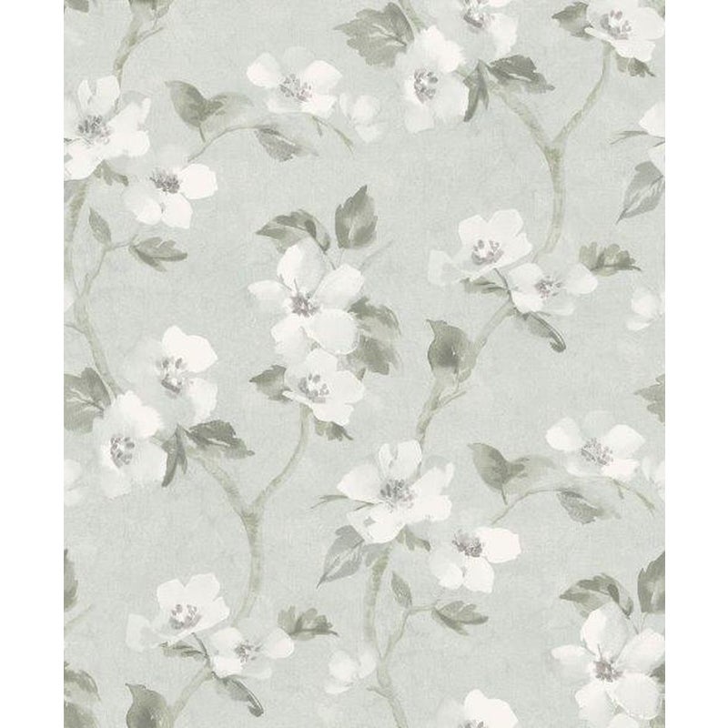 Tapeta kwiaty jasnozielonym - 53 cm x 10.05 m - BORASTAPETER