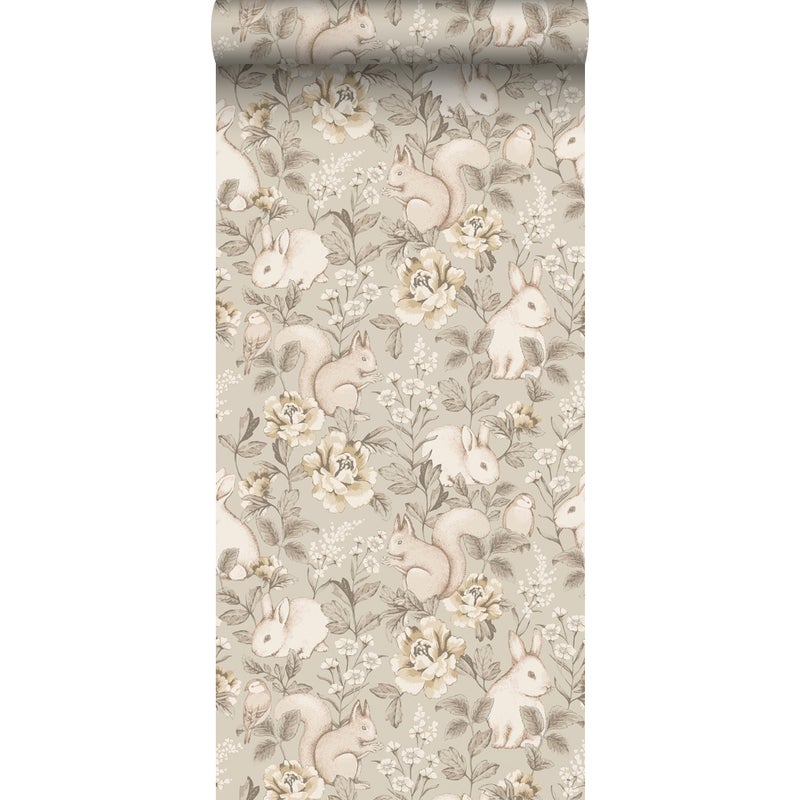 Tapeta stare zwierzęta leśne beżowym - 53 cm x 10.05 m - BORASTAPETER