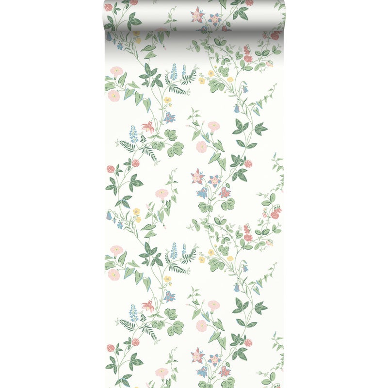 Tapeta kwiaty polne zielonym - 53 cm x 10.05 m - BORASTAPETER